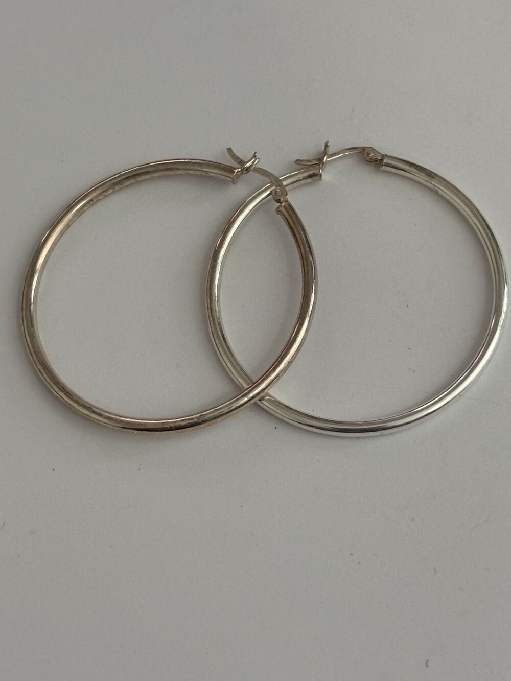 Solid Sterling Silver Large Hoop Earrings